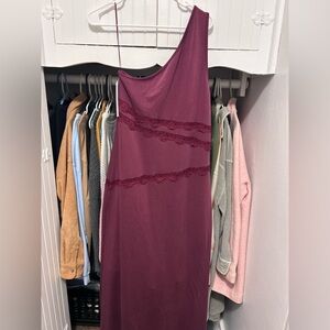 Princess Polly One-Shoulder Dress in Deep Burgundy